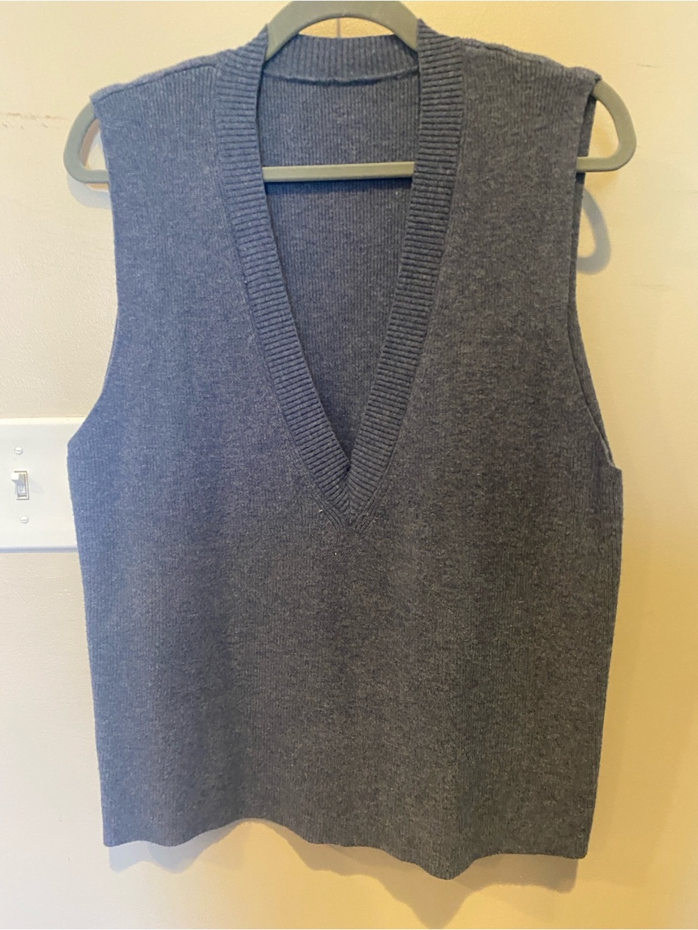 Blue V-Neck Knit Sweater Vest